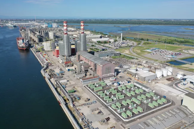 A photo of a battery storage project at Porto Corsini, Italy