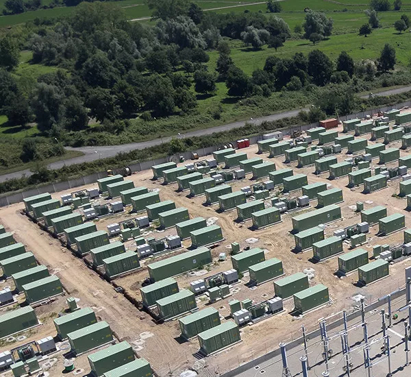 A photo of a battery storage project