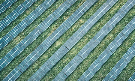 aerial view of solar panels